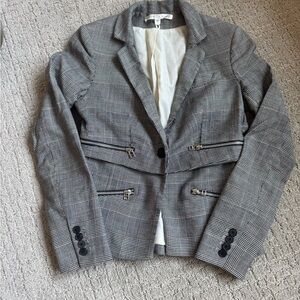 Veronica Beard Black and Gray Plaid Blazer